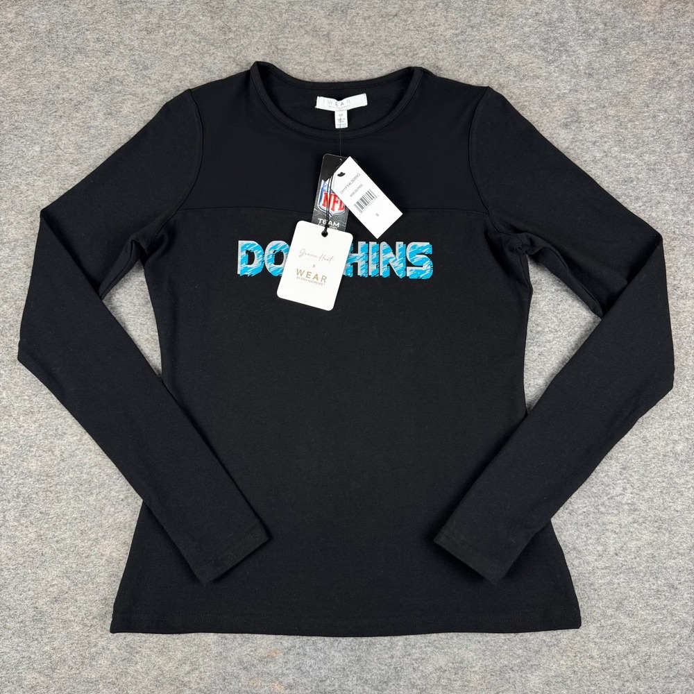 Gracie Hunt x Wear Miami Dolphins Shirt Long Sleeve Black Womens Small S